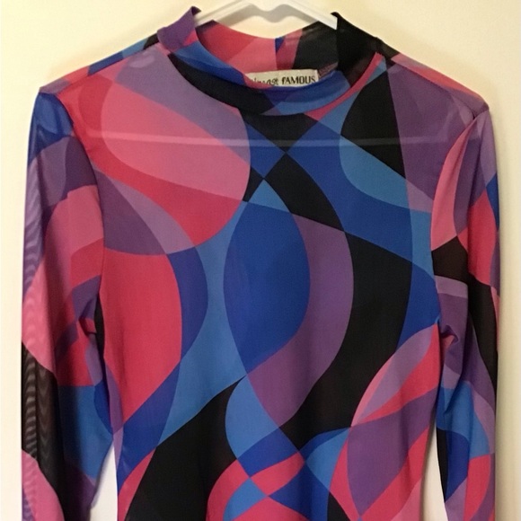 Almost famous purple pink blue sheer long sleeve dress size large - Picture 3 of 6